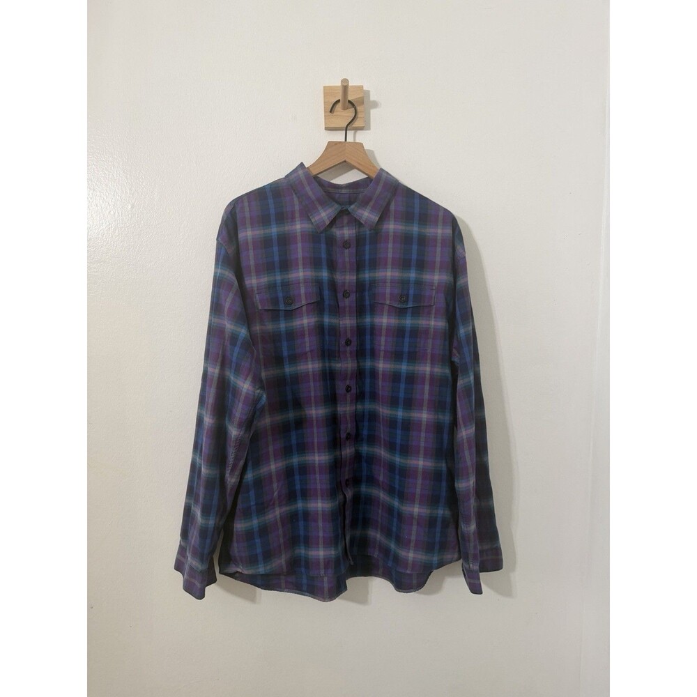 Patagonia Men's Long-Sleeved Buckshot Shirt Purple Blue Plaid XL